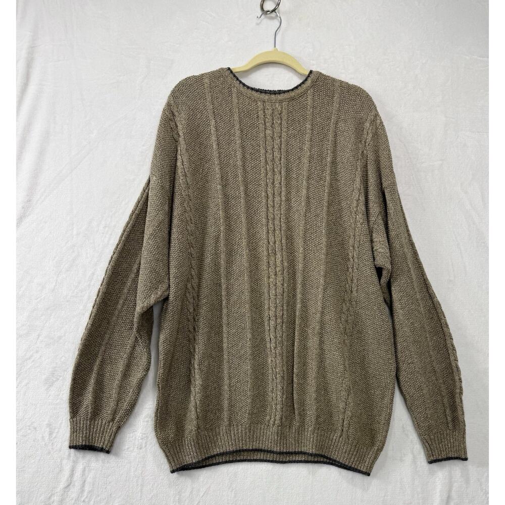 Vintage Woolrich Men's Size 2XLT Tan Cotton Blend Cable Knit Sweater Made In USA